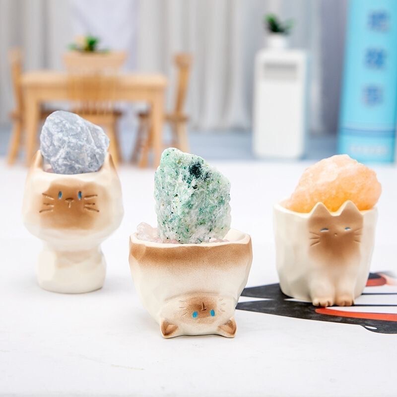 网红同款可猫猫PAI水晶盲盒潮玩树脂工艺品带扩香石寓意摆件直销|undefined