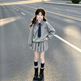 女童装校园风jk制服套装秋季中大童学院风穿搭衣服百褶裙子两件套