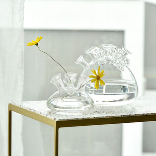 Glass Ornaments Ins Style Porous Creative Vase Hotel Model Room Home Home Living Room Decoration Crafts