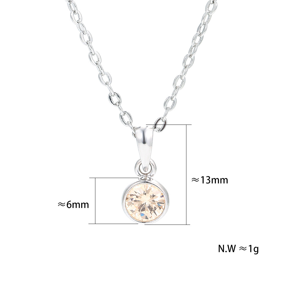 Korea Color Zircon Chain Silver Short Necklace Wholesale display picture 7