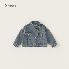 宥宝童装女童外套秋季儿童立领短款设计感夹克开衫潮范小童牛仔衣