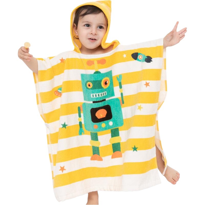 Children's cotton hooded cape cloak Boys and Girls cute cartoon cotton bathrobe baby beach towel factory wholesale