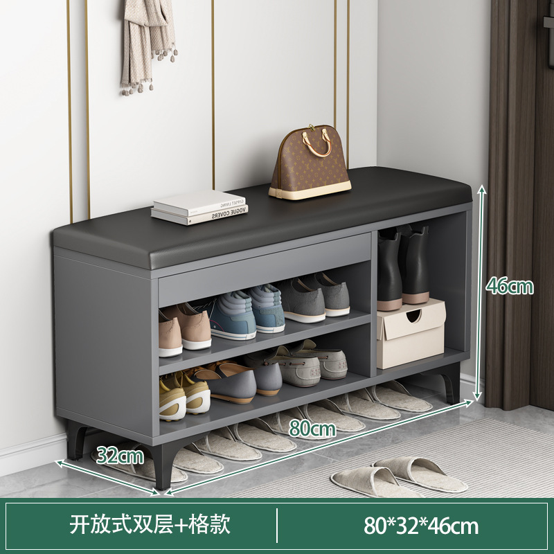 Taburete de zapatos de puerta doméstica se puede sentar en el estante de zapatos, cojín de paquete suave, lujo ligero, nuevo tipo de almacenamiento en la puerta para usar taburetes de zapatos