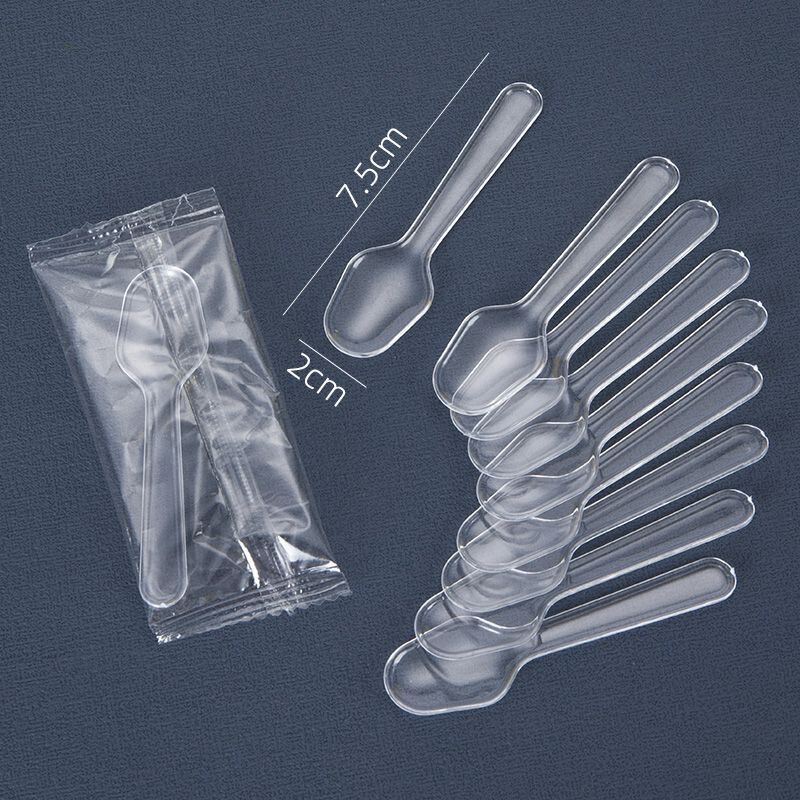 Disposable Spoon Snowball Digging Spoon Plastic Transparent Ice Cream Spoon Ice Cream Yogurt Pudding Spoon Separate Packaging