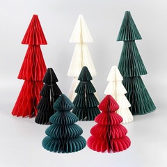 祝日装飾用品立体ハニカムツリー置物ホームパーティーデスクトップ装飾紙ハニカムクリスマスツリー置物
