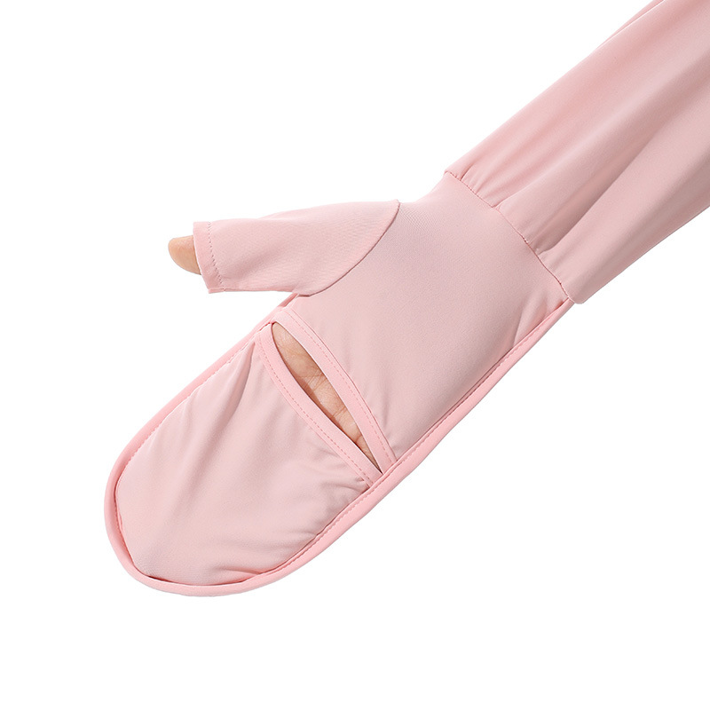 防曬冰袖女夏戶外騎行防紫外線冰袖加長錦綸冰感輕薄冰絲手套加長