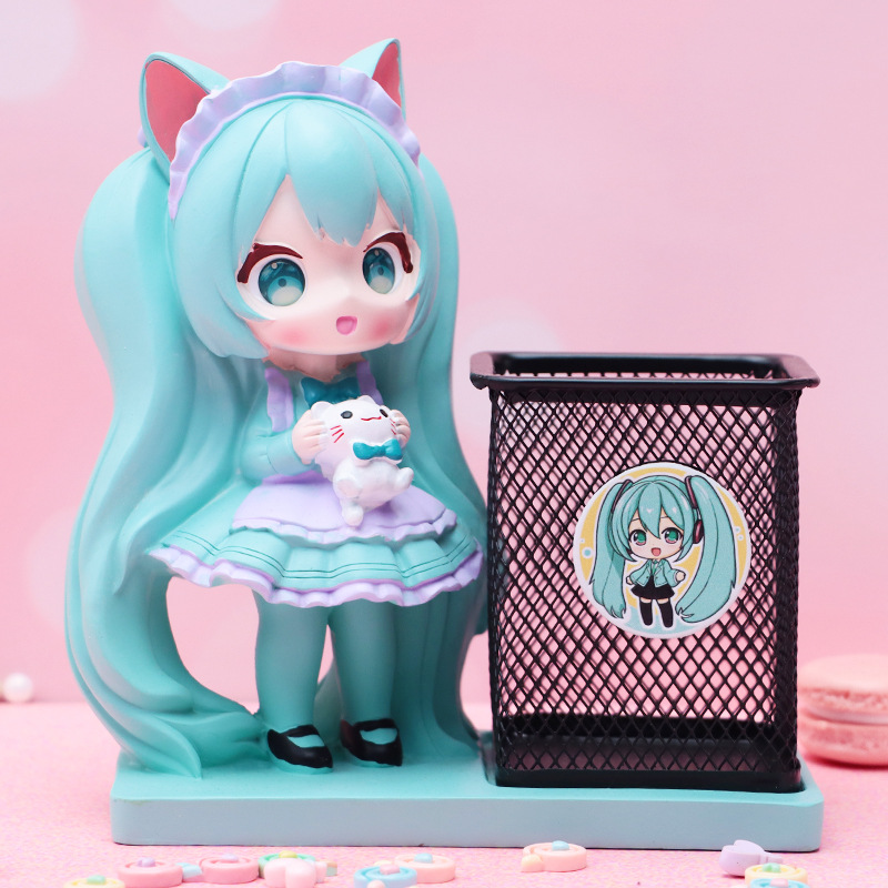 Douyin venta caliente red tela tela portalápices resina creativa decoración de escritorio caja de almacenamiento suministros para estudiantes regalos para niños