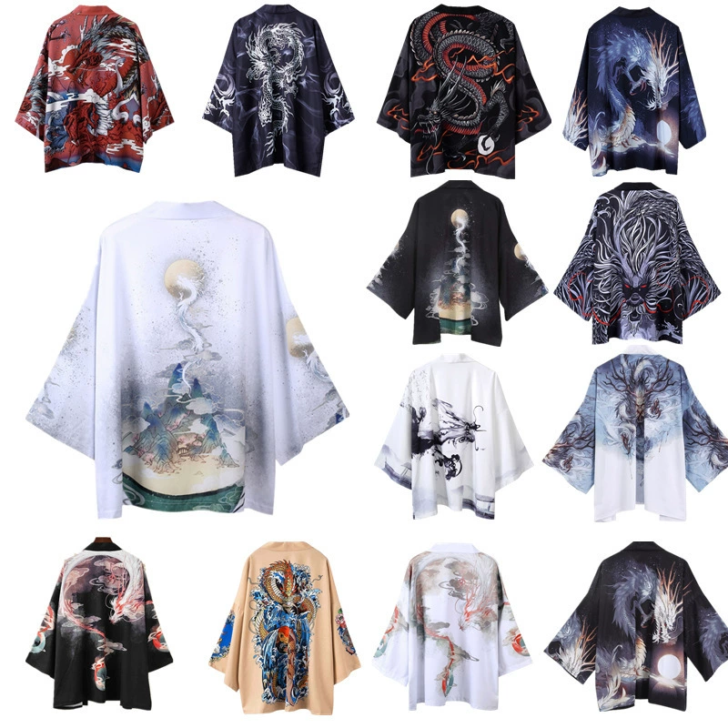 2023 трансграничная новая экспортная цифровая печать японское кимоно мужская и женская накидка верхняя одежда пижамы кардиган лето