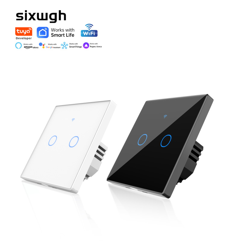 Tuya Wifi Smart Touch Switch 433 Single Fire Zero Fire Neutral 86 Type Touch Timing Switch Alexa Two-Way