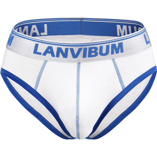LANVIBUM men's underwear mid-waist cotton comfortable U convex large pouch contrast color men's briefs briefs
