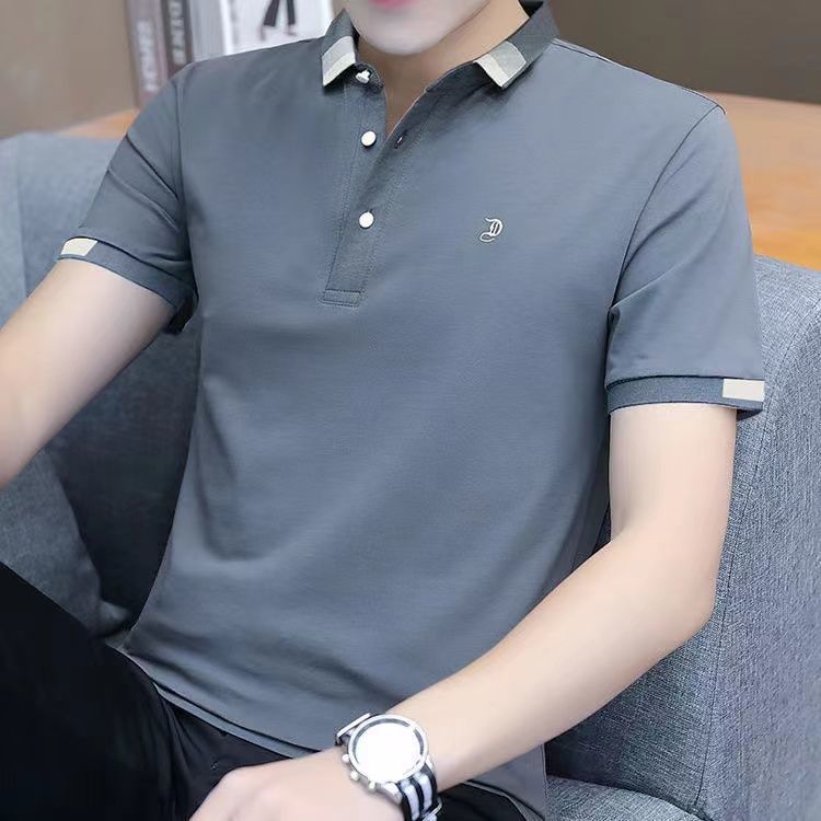 Directo de fábrica nuevo polo de manga corta de los hombres casual suelta más tamaño superior papá bordado hombres de media manga superior