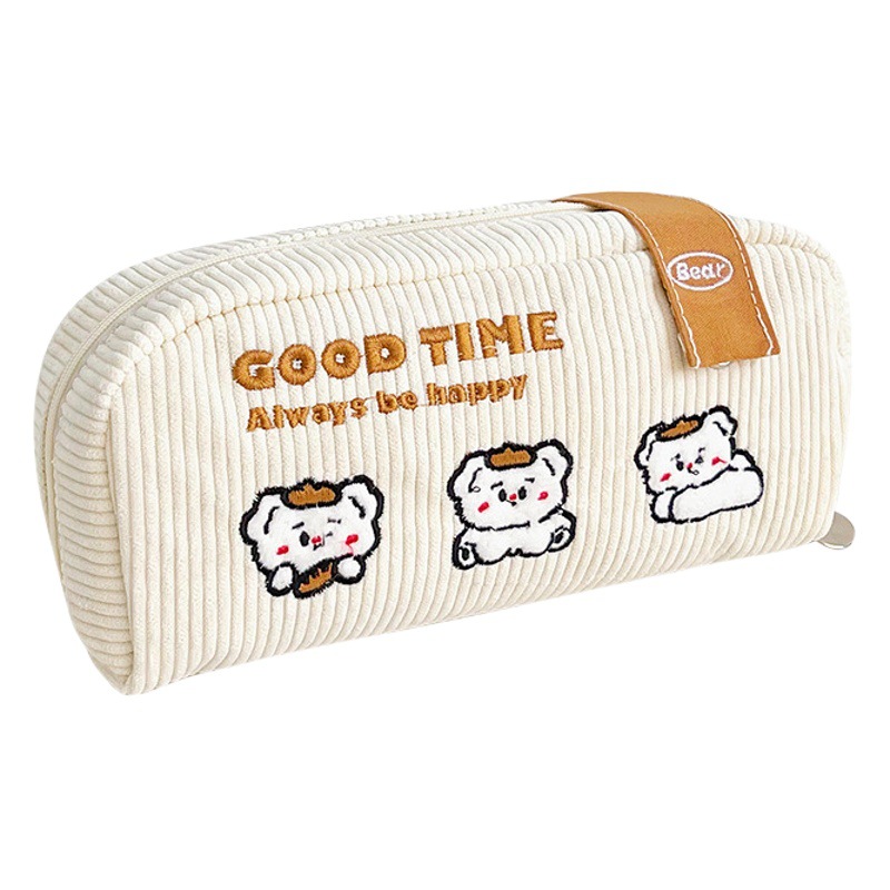 Lindo estuche de lápices bordado ins bolsa de papelería de gran capacidad caja de papelería de estudiante bolsa de lápiz simple bolsa de almacenamiento de cosméticos