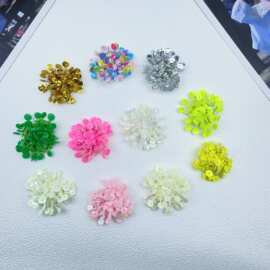 彩色亮片手工编织花朵配饰 diy包包耳钉鞋花头饰胸花饰品装饰批发