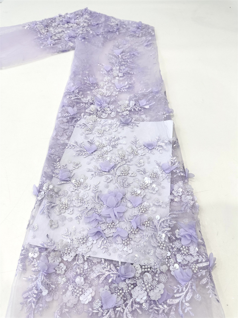 Tejido bordado de calcomanías hechas a mano, tela de calcomanías, vestido de novia de moda, vestido de moda, tela de vestido de moda