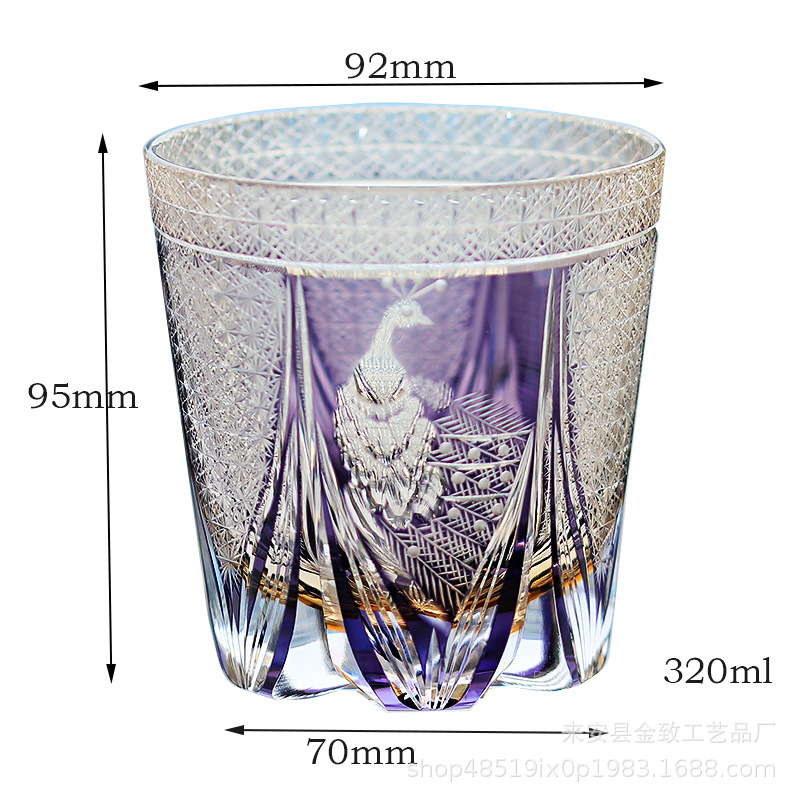 Taza de cristal Edo Chezi Taza de vino de whisky tallada a mano Taza de vino de gama alta Taza de vidrio de cerveza Taza de agua Caja de regalo