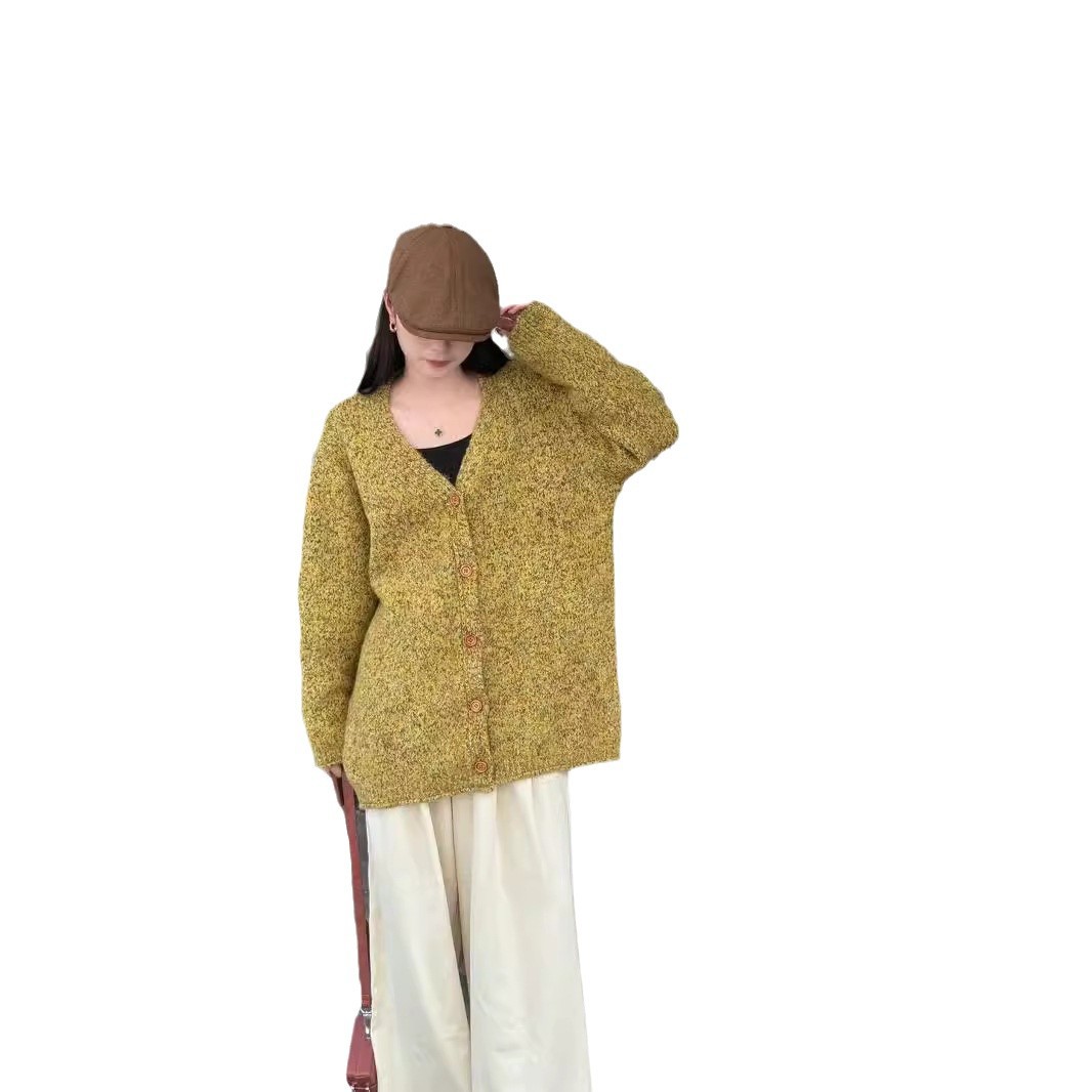 24 invierno Puyuan 2024 otoño y invierno nuevo estilo coreano suelto retro jersey cardigan suave glutinoso alto