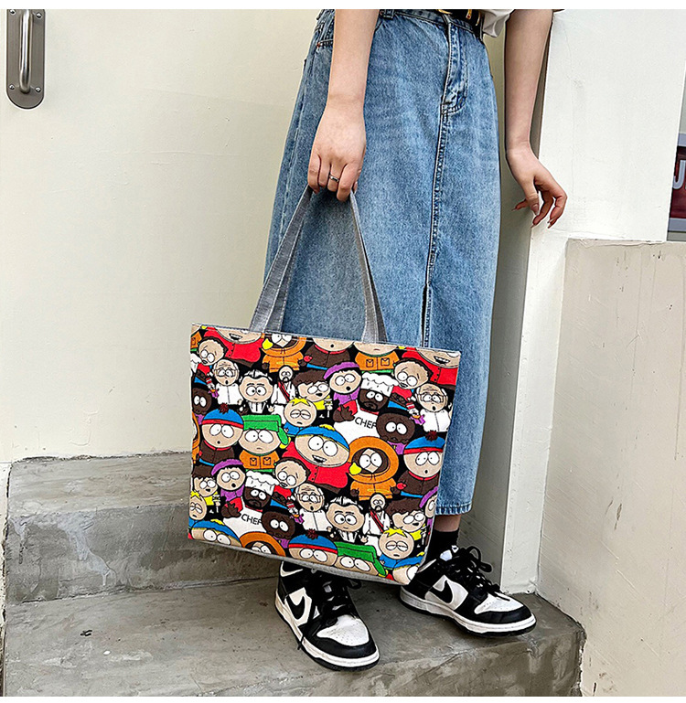Women's Streetwear Color Block Flower Canvas Shopping Bags display picture 11