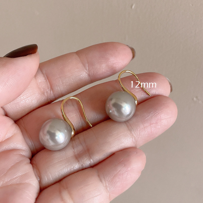 44#（12mm）灰色珍珠金色耳钩