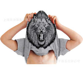 狮子ASK ME ABOUT MY ROAR儿童新奇翻转T恤短袖圆领衫