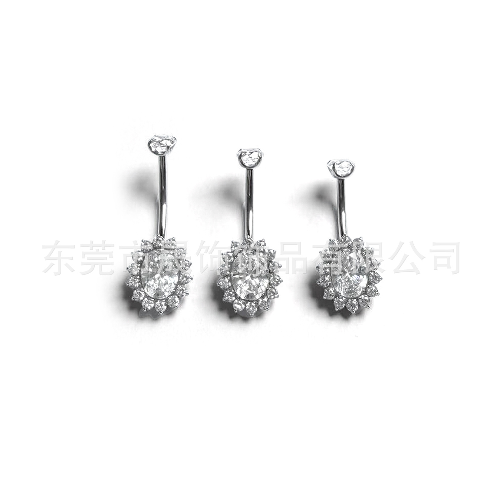 F136 Titanium Navel Ring 太阳 Flower 肚 Navel Ring Studded 5A Cubic Zirconia Navel Ring G23 Implant Grade Titanium Piercing Jewelry 脐饰