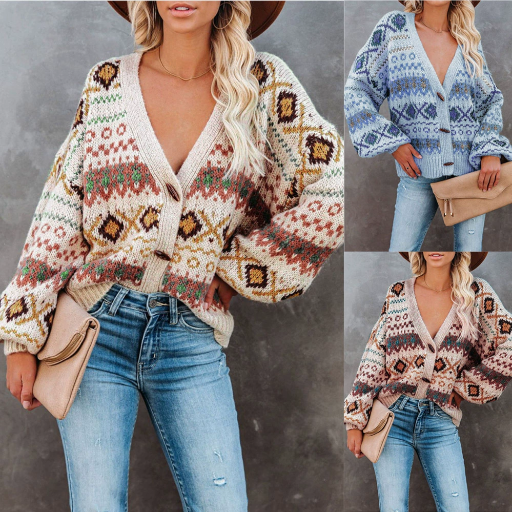 2021 new fashion winter new knit sweater women loose casual V-neck cardigan sweater coat white sweater