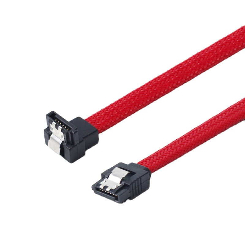 SATA III кабель LELEFOR, прямой 7‑pin + уголок, 6 Гбит/с, нейлоновый braided, длина 0.3/0.5/1 м