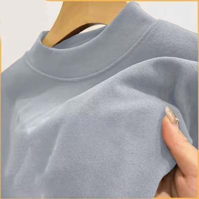 Half turtleneck German velvet top.Light gray