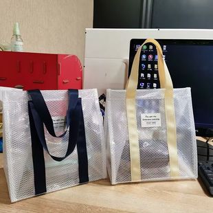 Ins Hand Shopping Bag Transparent Lunch Box Lunch Bag PVC Handbag Waterproof Oil-Proof Lunch Bag
