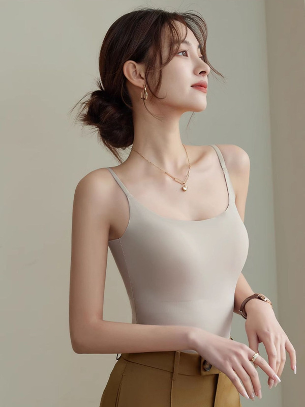 春夏吊带美背文胸一体固定杯季网红内搭显瘦夏无痕带胸垫背心|undefined