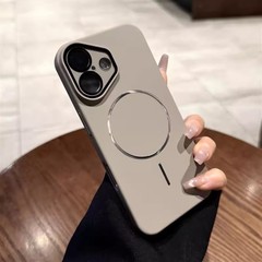 IPhone16の純色の細い輪の磁気を適用してつや消しの携帯の箱のリンゴの15の高級感のレンズの膜の保護カバーの14を吸います。