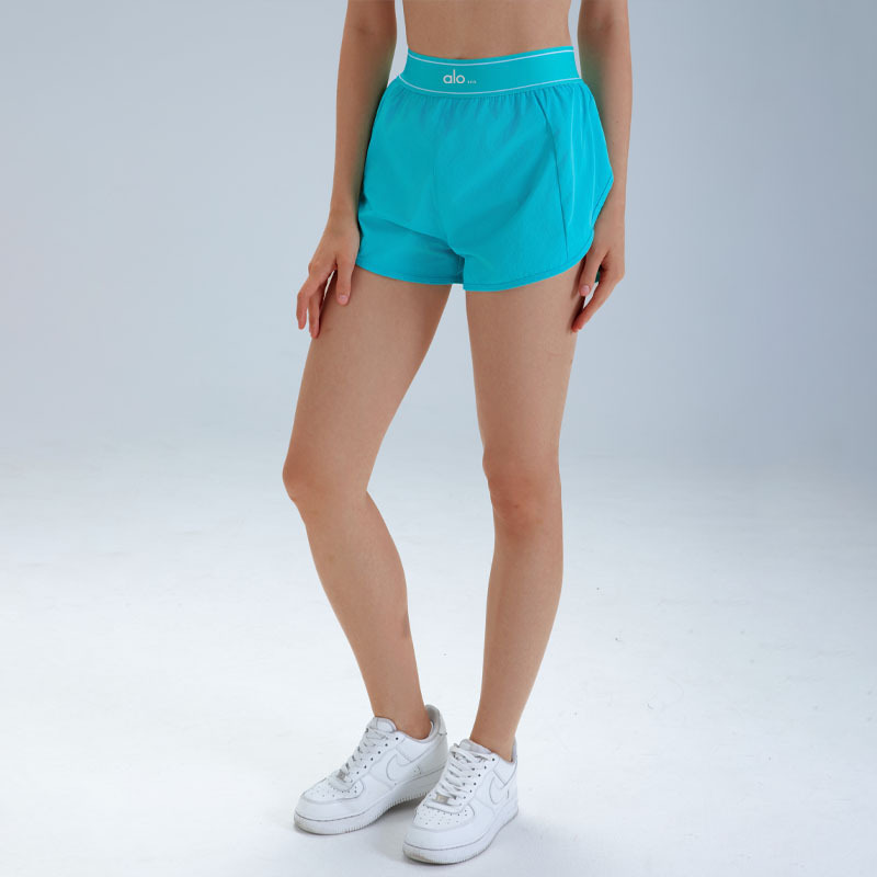 Alosco cintura alta falsa dos piezas de pantalones cortos deportivos transpirables para mujeres verano delgados pantalones cortos de carrera para mujeres