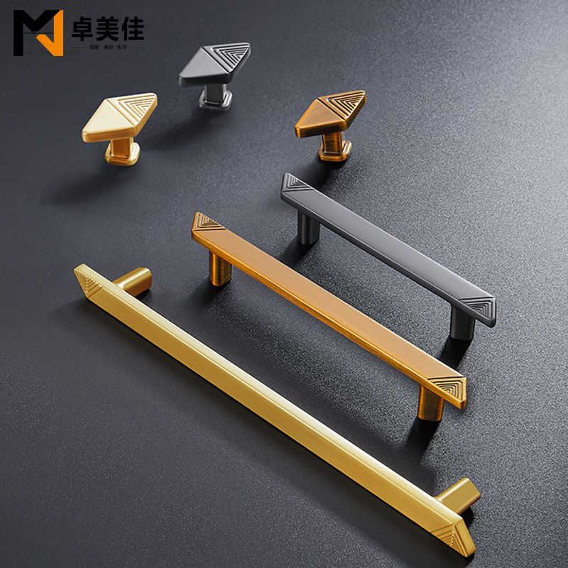 High-end new Chinese style cabinet handle rhombus zinc alloy solid wardrobe door handle kitchen drawer single hole small handle