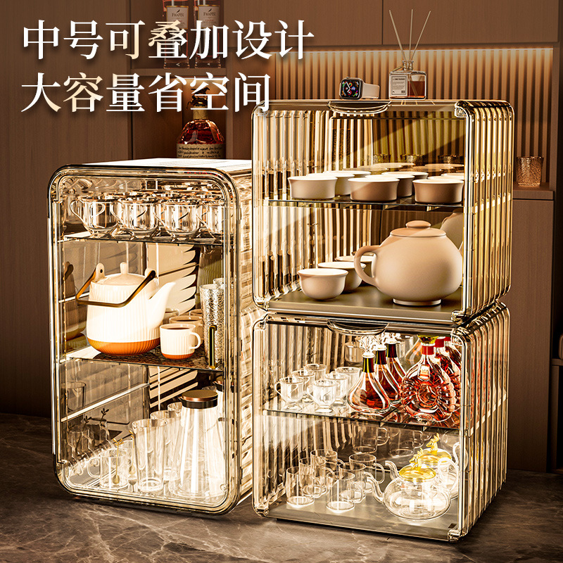 Taza de té bandeja de té taza de agua bandeja hogar sala de estar mesa de café juego de té taza de té gabinete de almacenamiento de doble capa