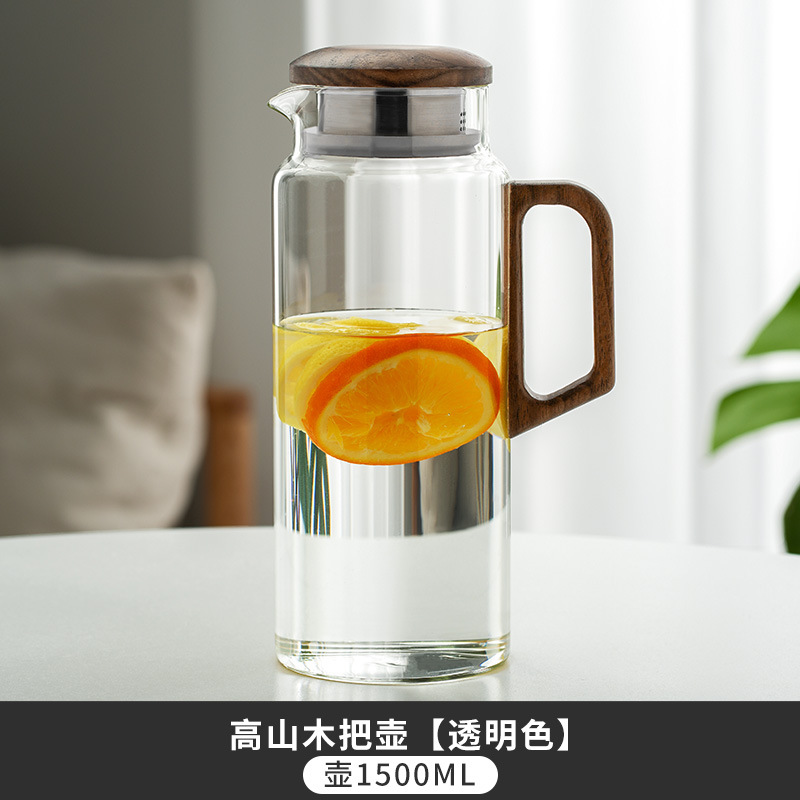 Hervidor de agua fría chino de madera de vidrio doméstico hervidor de agua fría taza de agua resistente a altas temperaturas hervidor de té conjunto refrigerador frío image 6