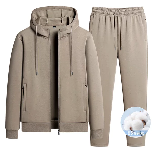 2026 Autumn/Winter New Mamba Cotton Sweatshirt and Sweatpants Set, Hooded Zipper Cardigan Two-Piece Set for Middle-Aged and Elderly