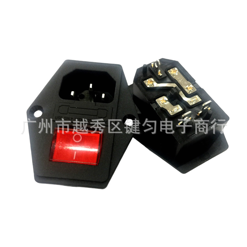 供应三合一品字插座双保险带开关 电源插座带保险开关 全铜脚