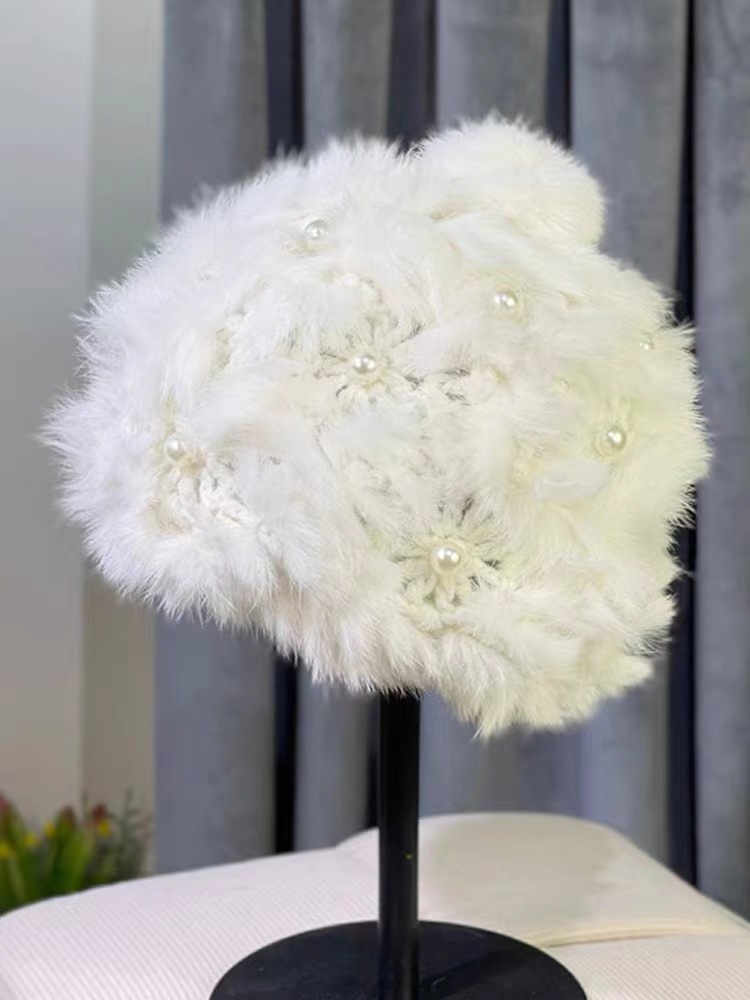 Gorro de punto mujer con piel de conejo y protector de orejas_voghion.com