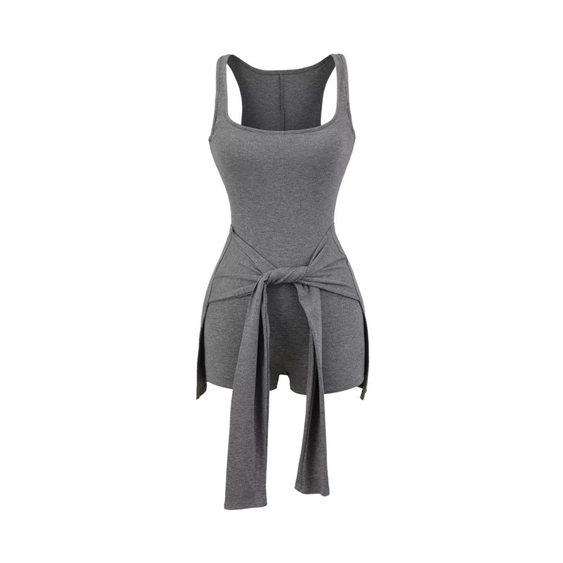 Sexy Hot Girl Wears Waist Strap Two-Piece Jumpsuit for Women in Summer Pure Lust Style Outer Wear Jumpsuit Shorts