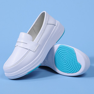 Spot Spring and Summer Nurse Shoes Breathable Non-Slip Soft Sole Genuine Leather Black Work Shoes Single Shoes Wholesale Cross-Border Dropshipping