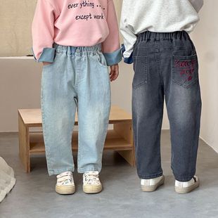 Children's Jeans Spring and Autum Style Elastic Pants for Boys and Girls 2025 New Autum Baby Long Pants
