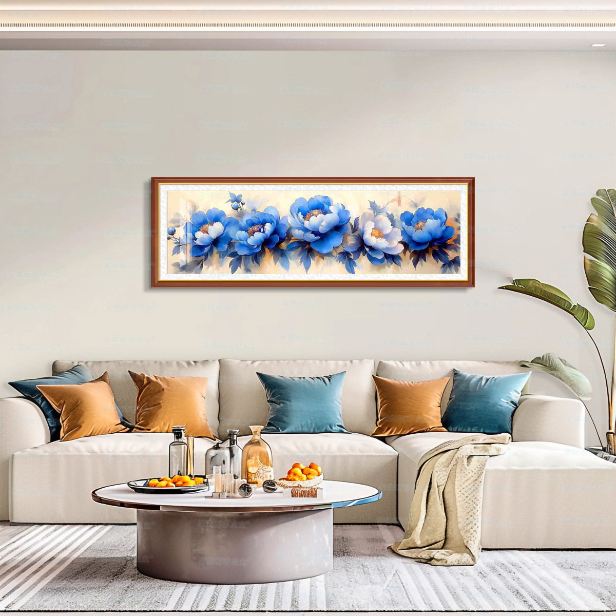 [Algodón importado] Mona Lisa Royal Punto de cruz Peonía azul Estilo chino Flor grande Sala de estar Bordado hecho a mano image 3