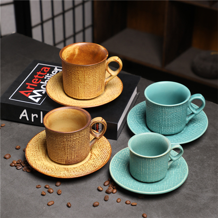 Italian Espresso Ceramic Mug And Saucer Set For Afternoon Tea_voghion.com