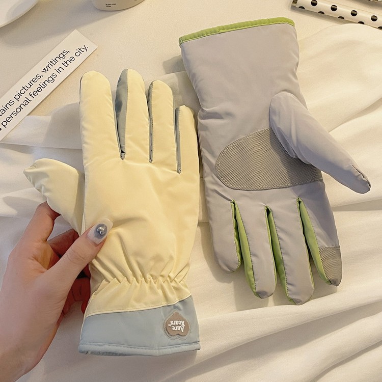 Guanti invernali per studentesse, carini, antifreddo, caldi, da ciclismo, foderati in pile, in cotone spesso, per lo sci all'aperto,_voghion.com