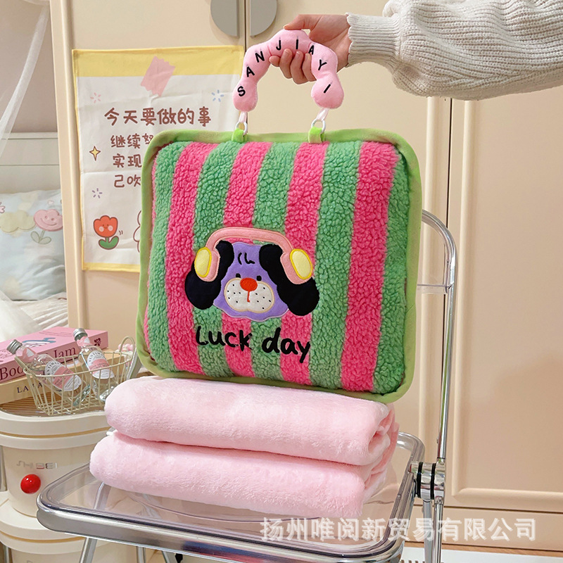 [핑크 그린] 휴대용 베개 + 담요 1.7m 枚