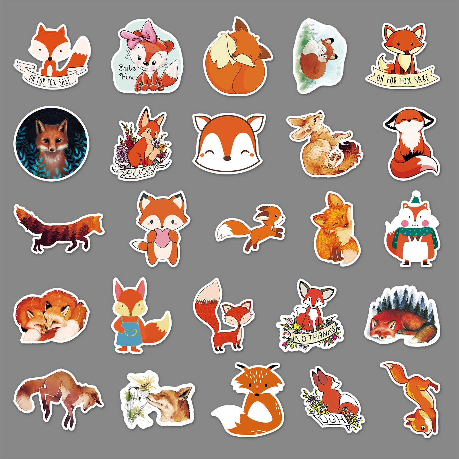 50 piezas de astucia zorro dibujos animados lindo decorativo graffiti pegatinas equipaje refrigerador guitarra papelería pegatinas creativas
