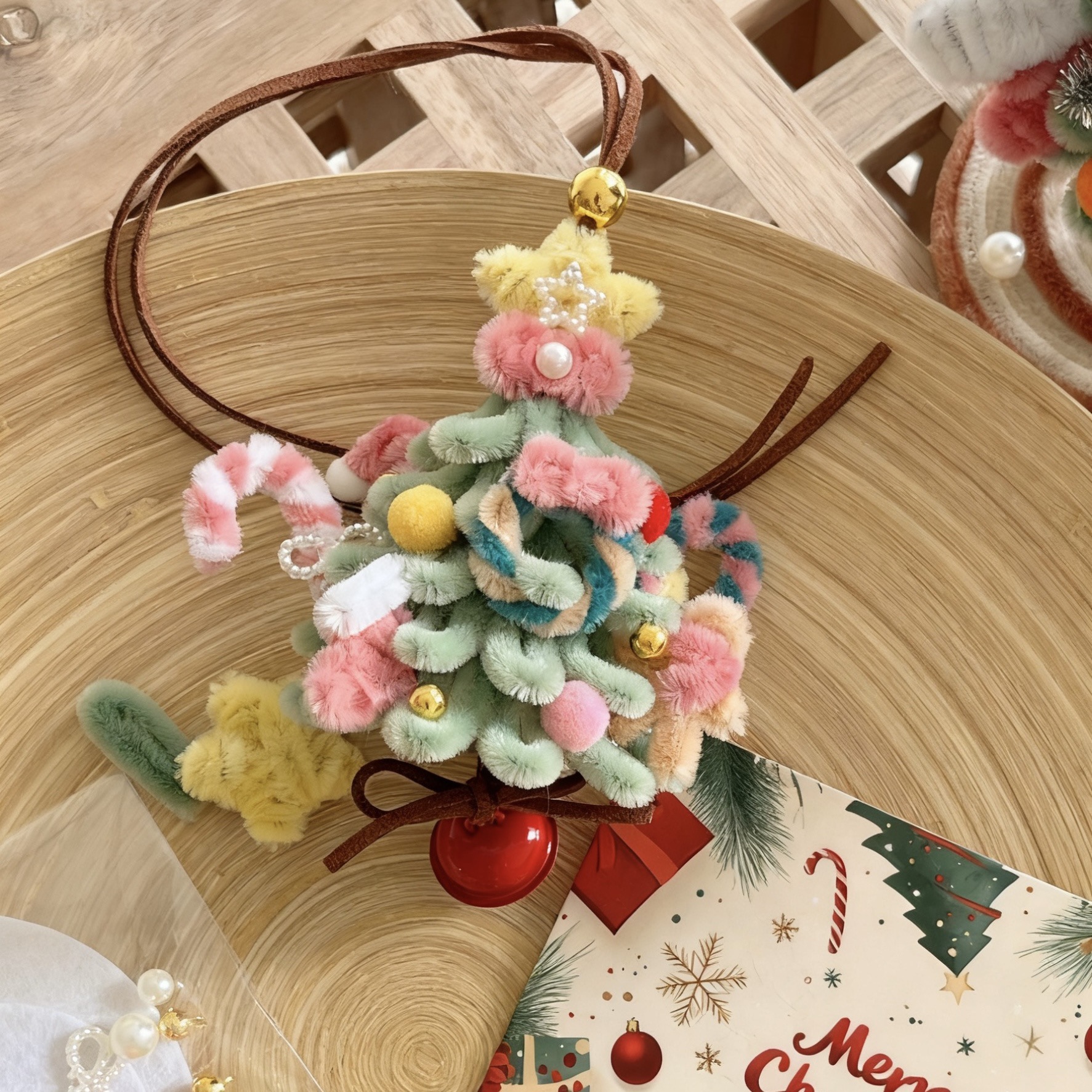 扭扭棒圣诞树车挂diy手工自制材料包圣诞季礼物送朋友闺蜜小礼物