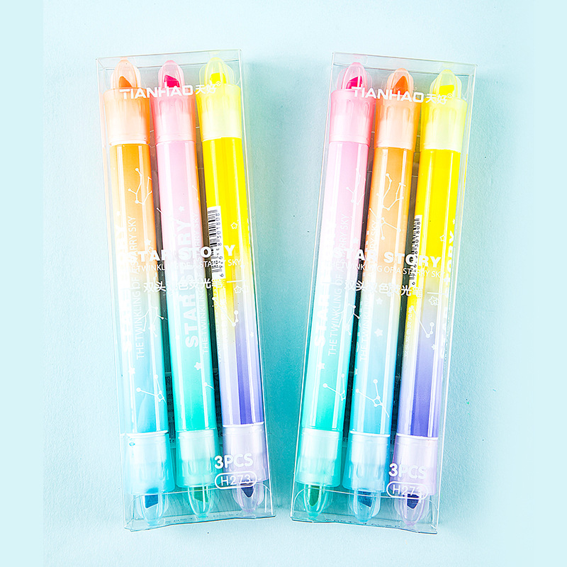 H273-3 PCs pluma fluorescente de dos colores de doble cabeza pluma de marcado de estudiante pluma de cuenta de mano que marca la pluma de marcado incorrecto que cubre el color que no cubre las palabras