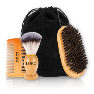 Meilamei Manufacturer Retro Style Beard Care Set Beard Brush Double-Sided Comb Beard Sweep Storage Bag Beard Set