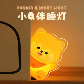 跨境小熊猫小夜灯氛围灯卧室床头充电伴睡拍拍灯儿童礼物硅胶摆件