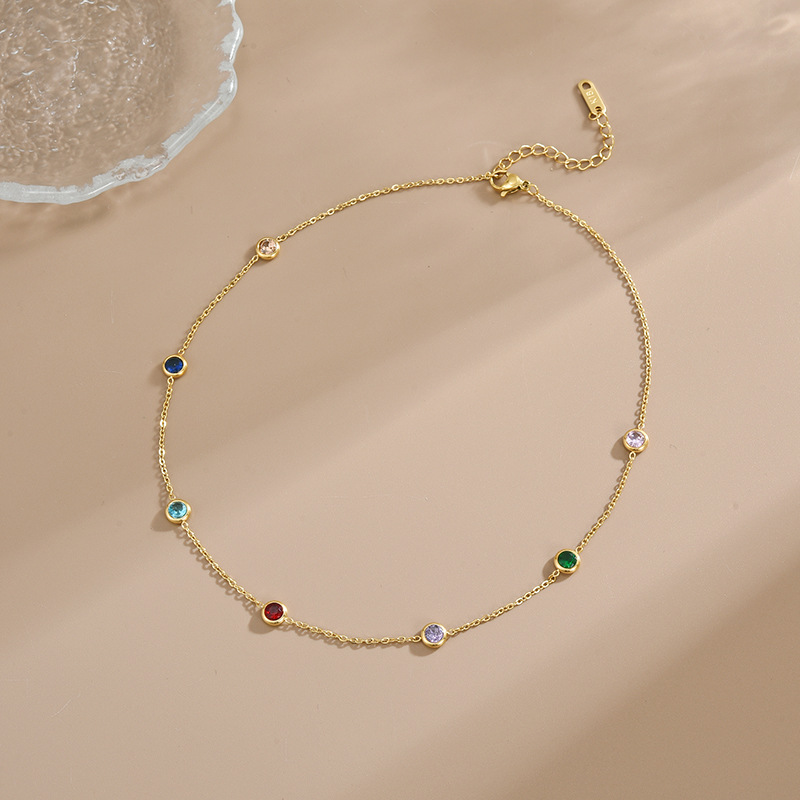 Bracciale colorato in acciaio al titanio per donna, squisito bracciale a catena sottile color oro, regalo di gioielleria, design di nicchia_voghion.com